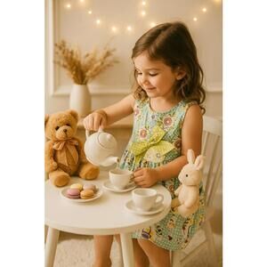 Adorable Girls' Dress with Bunny Applique - 24 Months